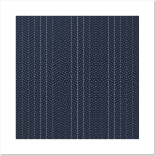 Herringbone Pattern - Navy Posters and Art